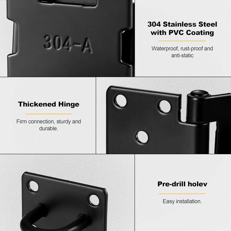 Starvortex 90 Degree Door Lock Latch, 4 Inch Stainless Steel Hasp Latch with Padlock Keys Screws, Heavy Duty Hasp Lock, Waterproof Pad Lock Latches for Mailbox Wooden Gate Shed Cabinet - Image 3
